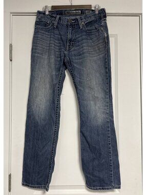 BKE Derek Straight Leg Jeans sz 31R 31x31 Blue Buckle Designer Stretch Comfort